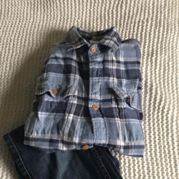 J Crew Crewcuts flannel plaid boys button down - Picture 3 of 3